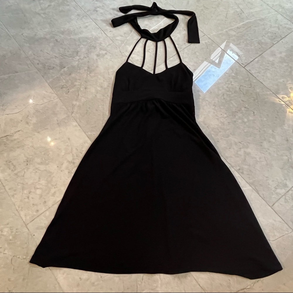 Body Central high neck sleeveless halter little black dress LBD